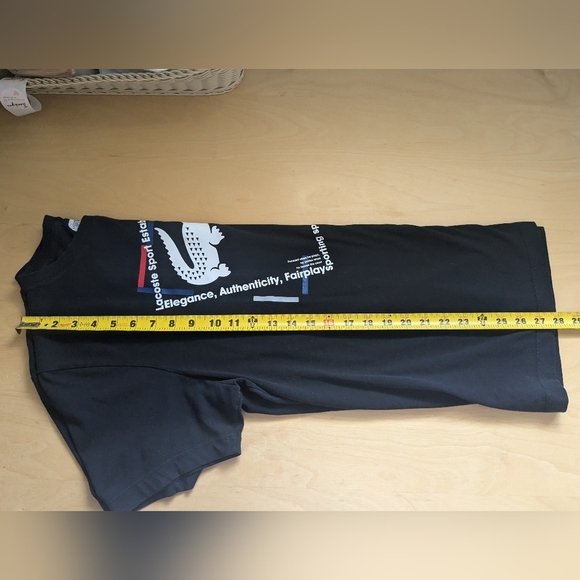 LACOSTE Sport Men Tee Shirt Black Size XL Front Logo Cotton/Polyester - Picture 10 of 10